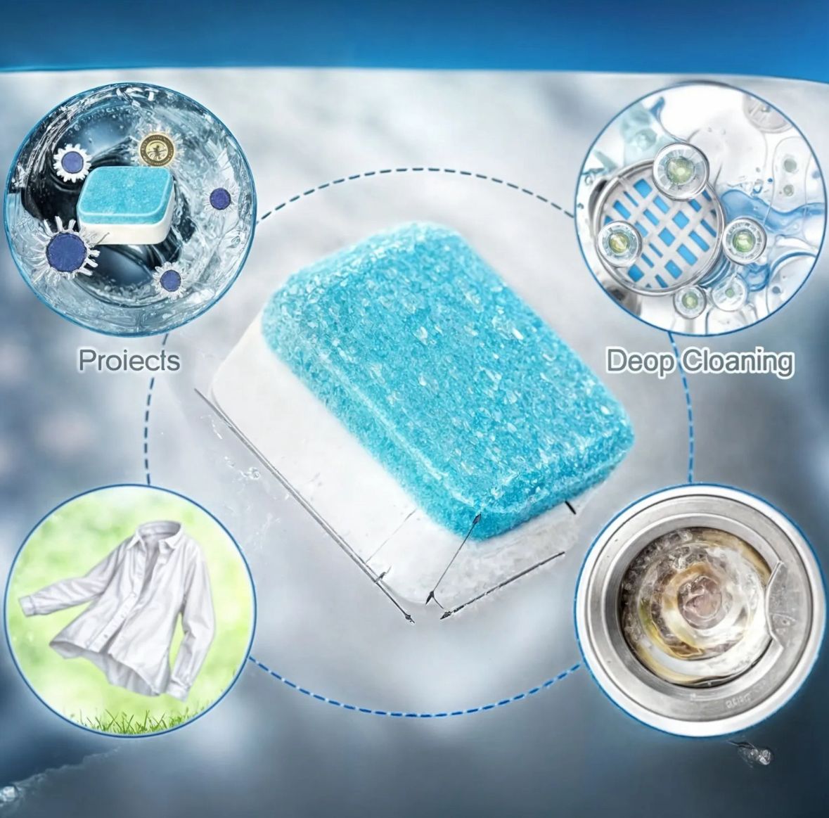 PowerClean Tabs™ – Pack Doble Limpieza Profunda para Lavadora (24 Cápsulas Efervescentes)