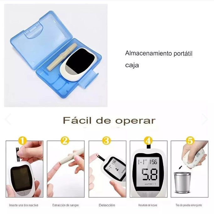Glucómetro Digital Profesional con Kit Completo – Precisión en 5 Segundos