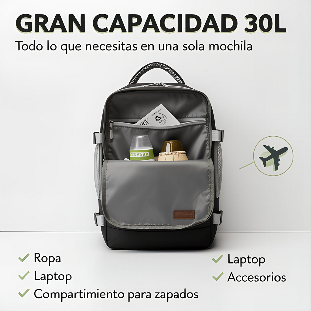 Mochila Cabina Pro™ 30L: Viaja sin Pagar Equipaje Extra (Apta Low Cost)✈️
