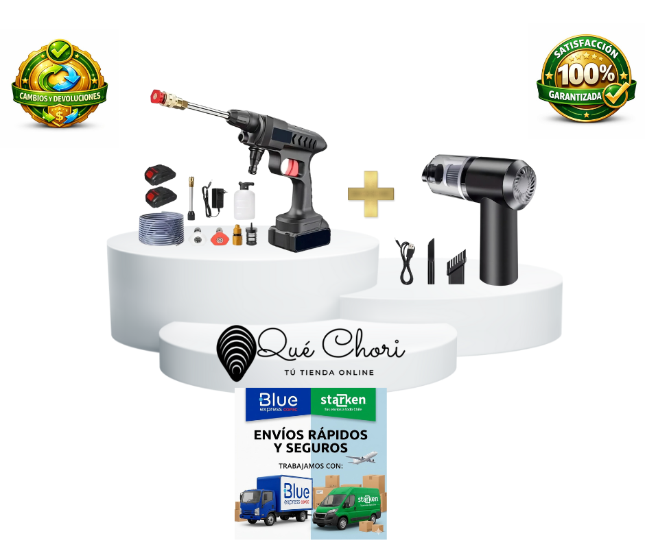 Combo Limpieza Total 2 en 1 – Hidrolavadora Inalámbrica 48V + Aspiradora Portátil