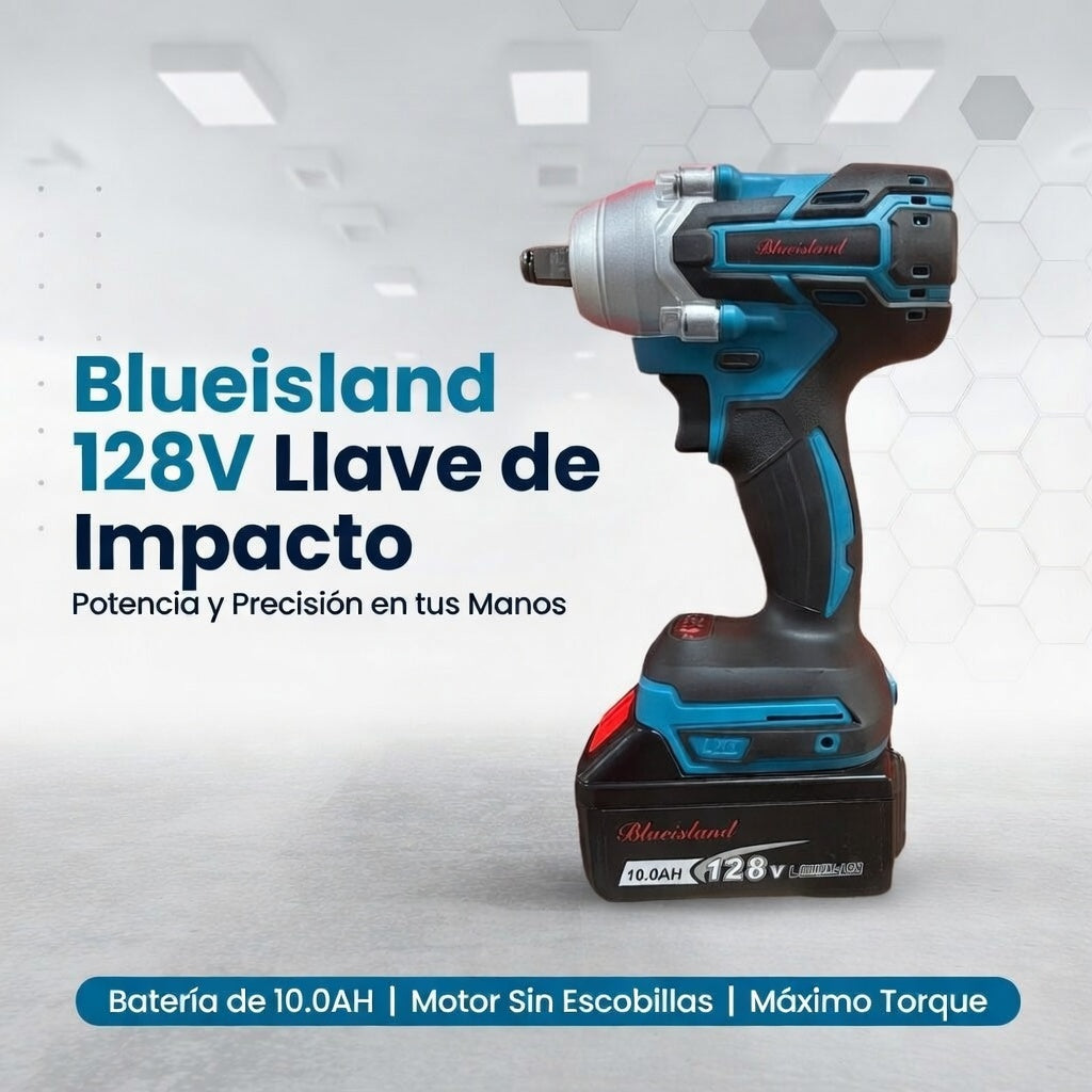 Llave de impacto azul con accesorios 128